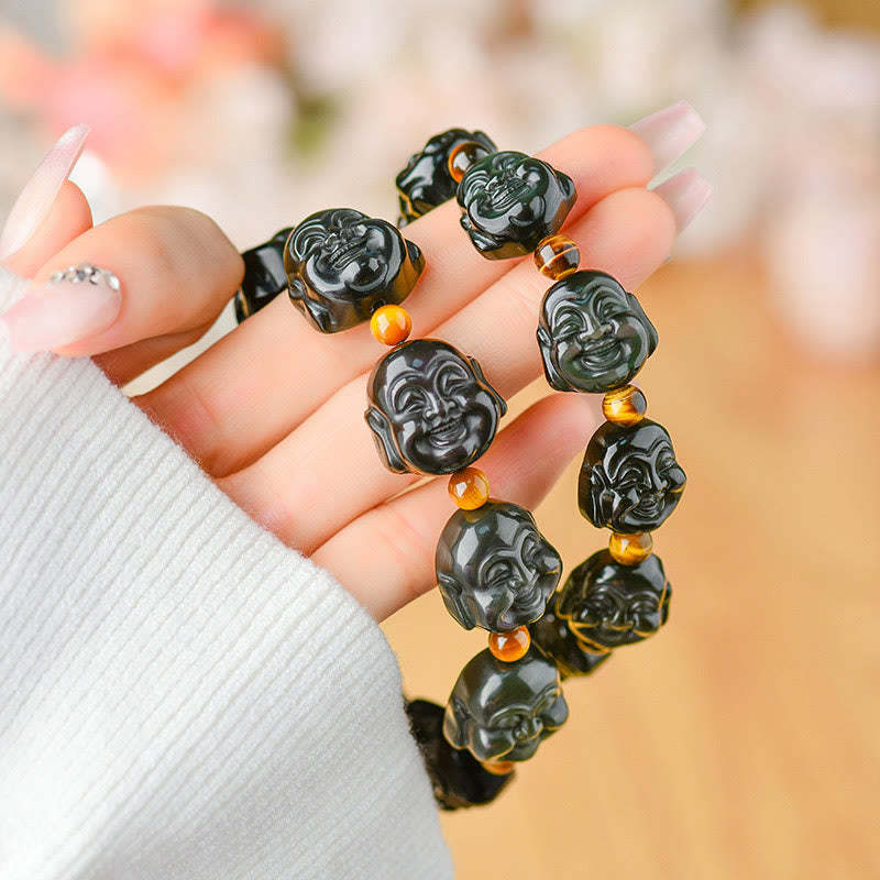 Rainbow Obsidian Laughing mystic zen Positive Transformation Bracelet