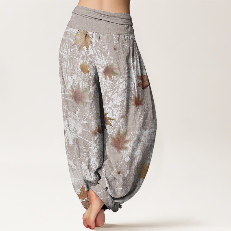 Maple Leaves And Branches Pattern Women's Elastic Waist Harem Pants