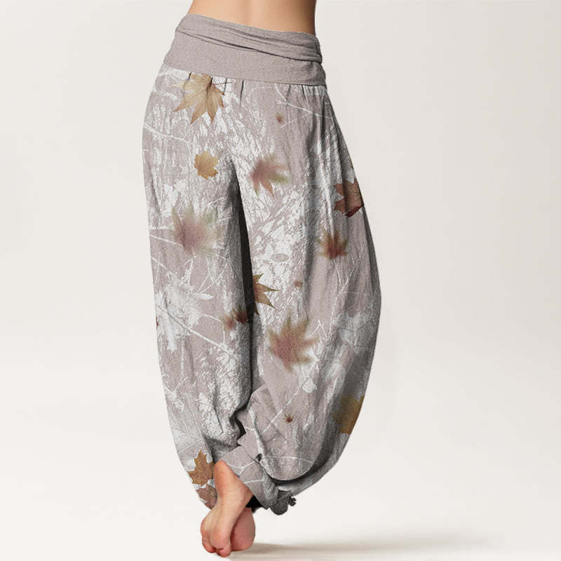 Maple Leaves And Branches Pattern Women's Elastic Waist Harem Pants
