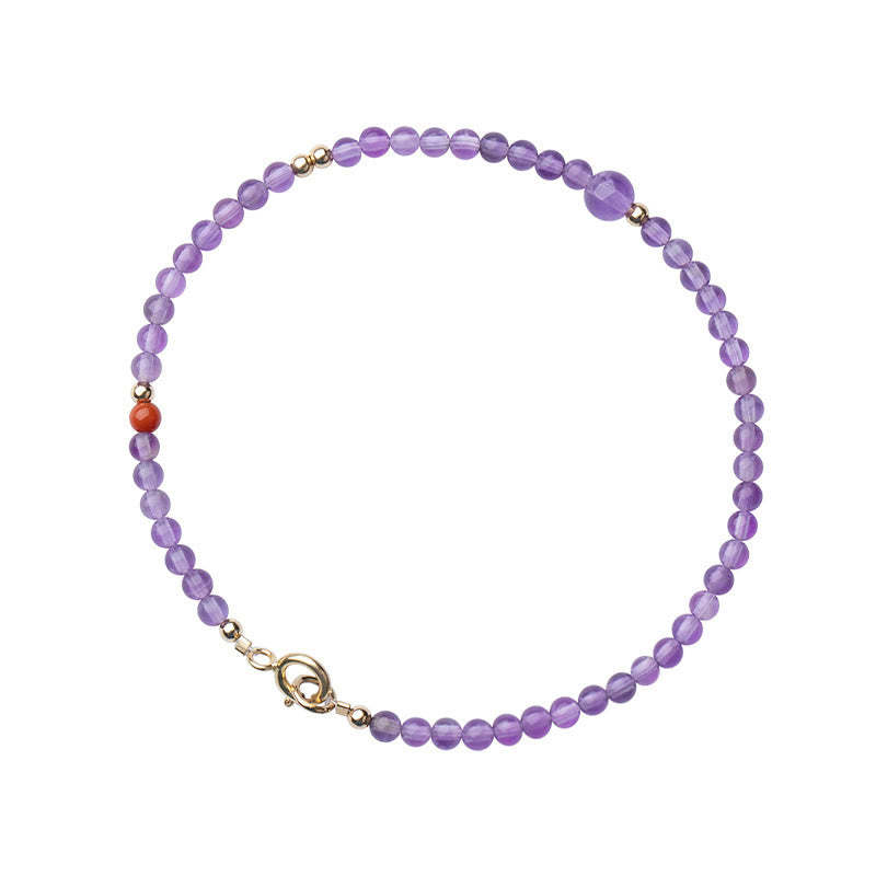 2mm Ultra-Thin Beads Natural Amethyst 14k Gold Plated Copper Inner Peace Meditation Bracelet