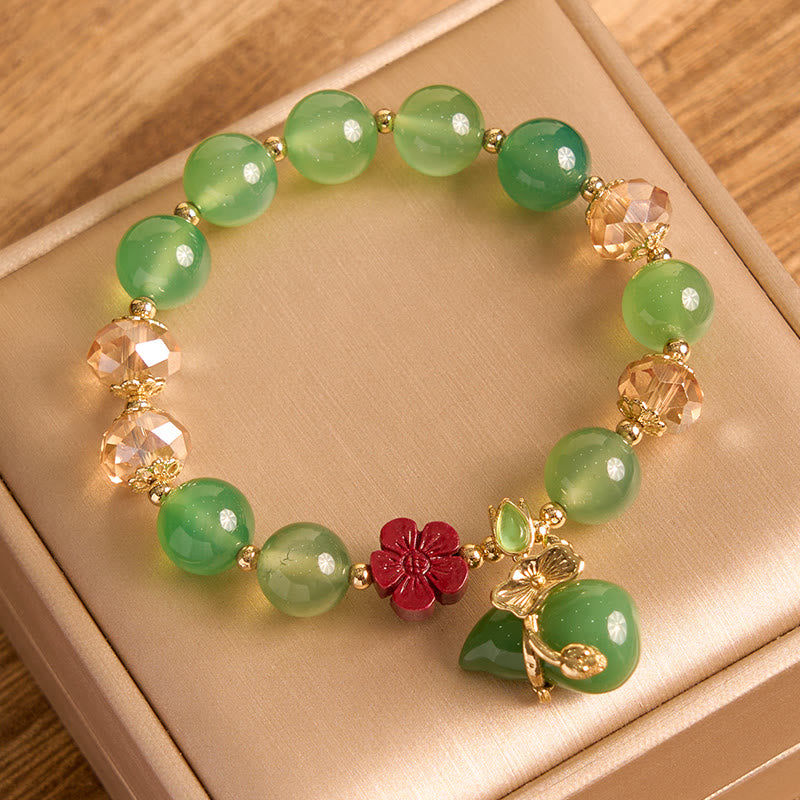 Natural Red Agate Green Agate Gourd Cinnabar Flower Beads Confidence Bracelet