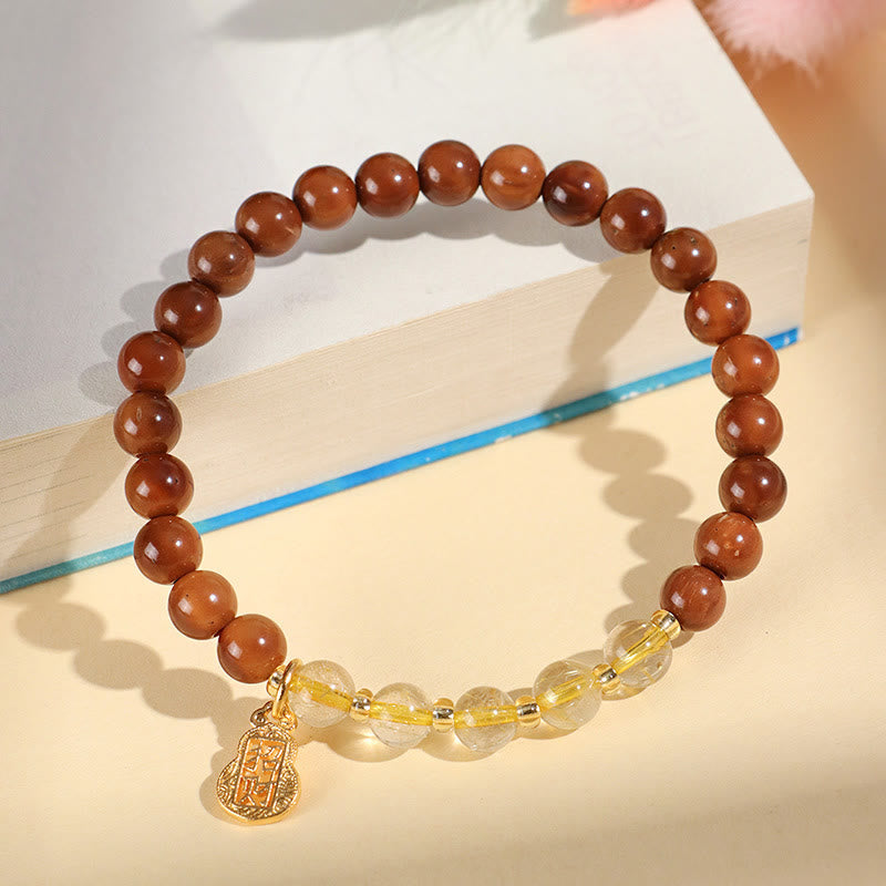 Green Phantom Citrine Rutilated Quartz Super Seven Crystal Confidence Bracelet