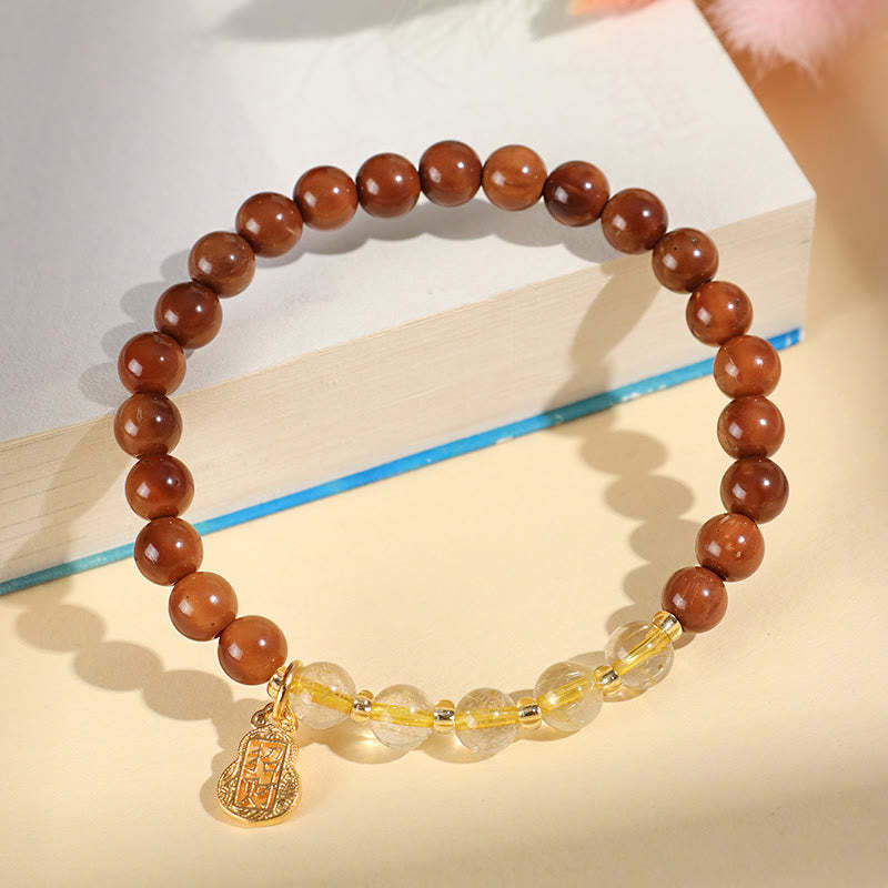 Green Phantom Citrine Rutilated Quartz Super Seven Crystal Confidence Bracelet