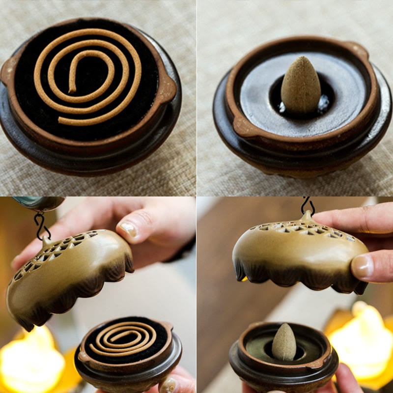 Led mystic zen Hand Backflow Smoke Fountain Healing Ceramic Stick Incense Burner Decoration