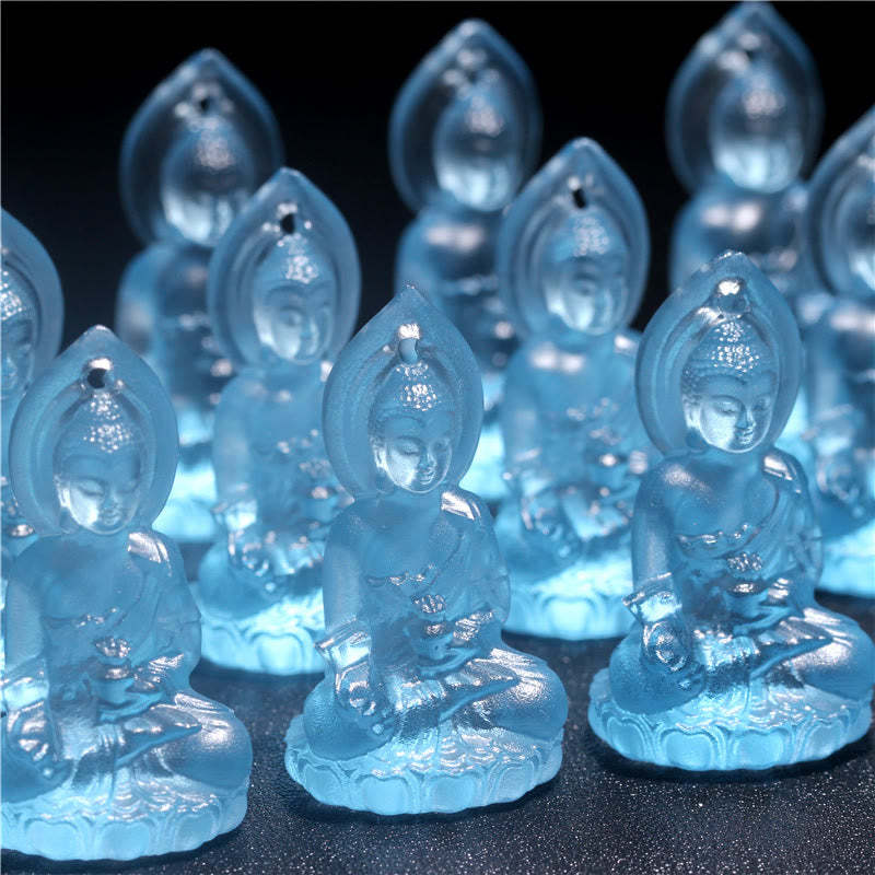 Blue Tathagata mystic zen Medicine mystic zen Liuli Crystal Serenity Amulet Necklace Pendant