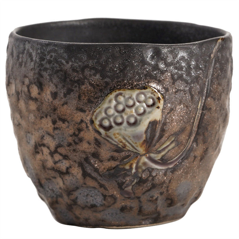 Lotus Pod Leaf Flower Auspicious Clouds Ceramic Teacup Kung Fu Tea Cup