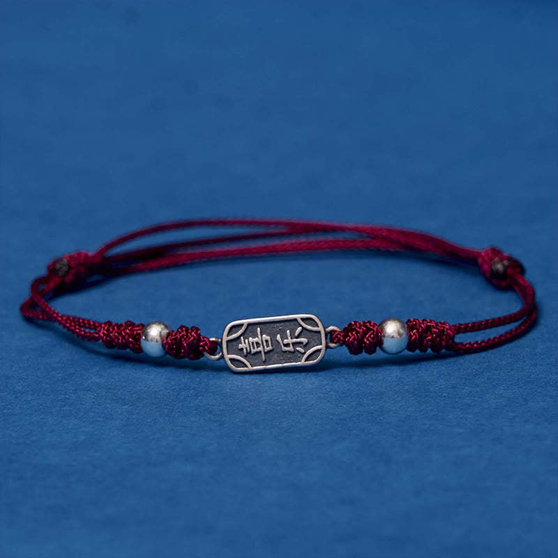 Handmade 925 Sterling Silver Peace And Joy Safe Well Protection Braided Bracelet