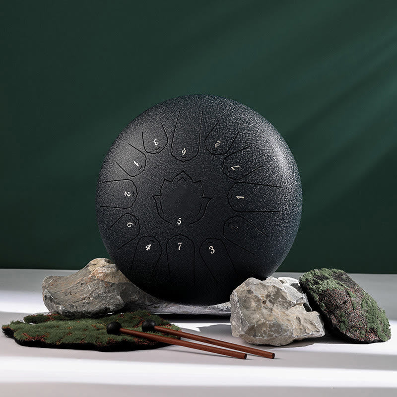 Steel Tongue Drum Sound Healing Mindfulness Lotus Pattern Yoga Drum Kit 13 Note 12 Inch Percussion Instrument