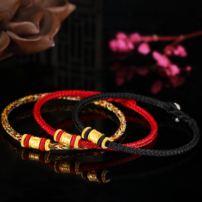 Tibet 999 Gold Om Mani Padme Hum Engraved Protection?Lucky Bead Bracelet