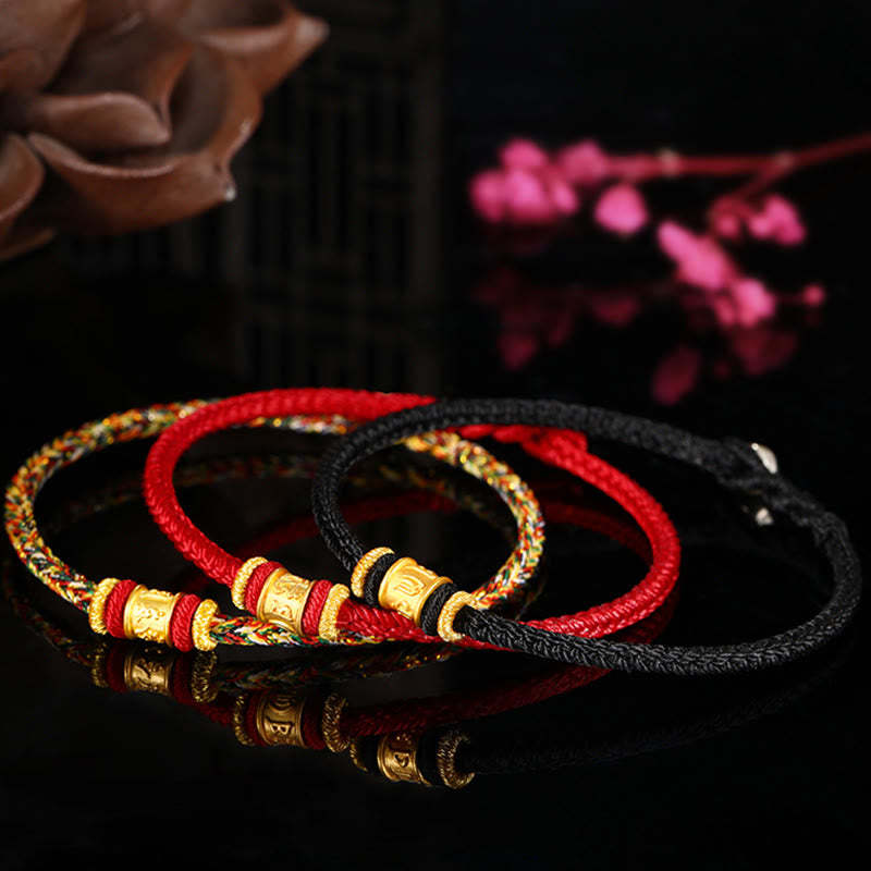 Tibet 999 Gold Om Mani Padme Hum Engraved Protection?Lucky Bead Bracelet