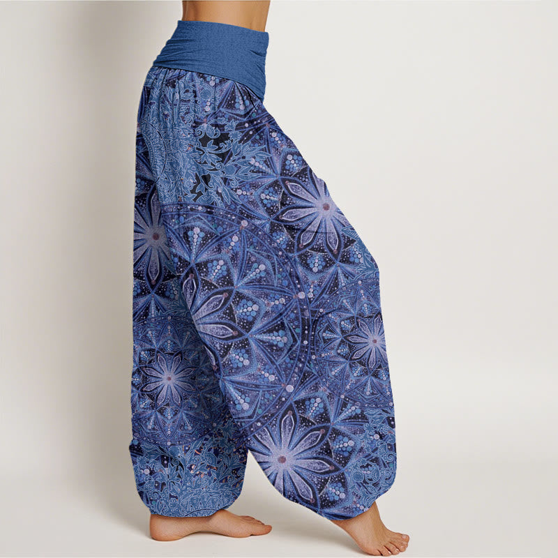 Casual Brightly Overlapping Mandala Pattern Women's Elastic Waist Harem Pants