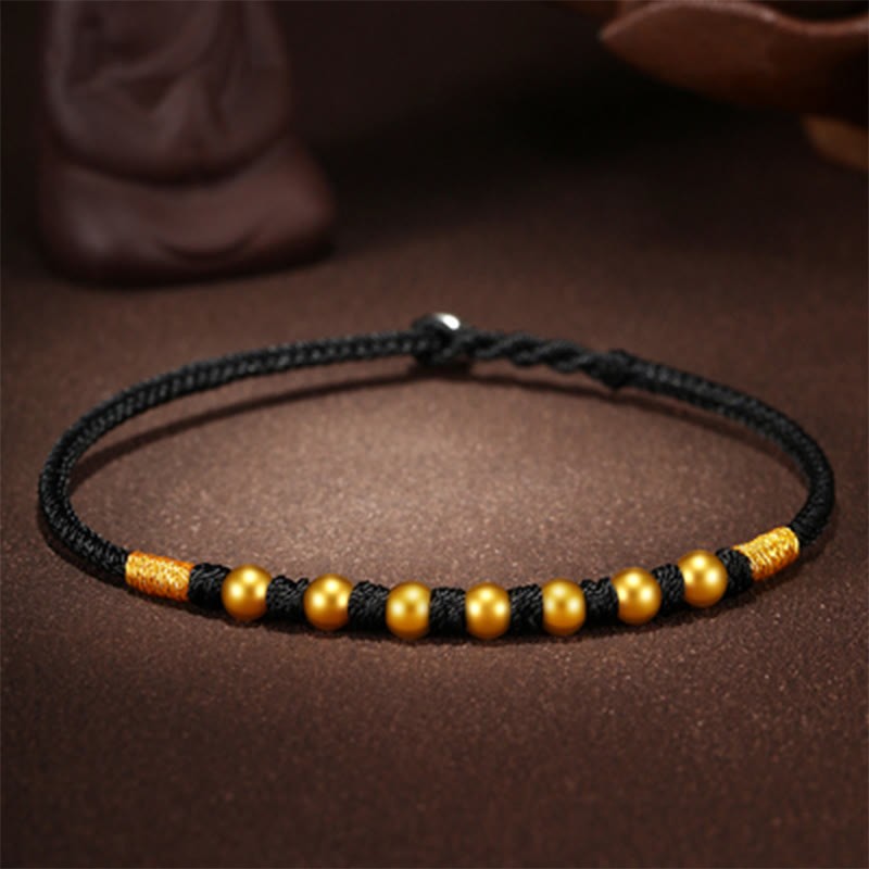999 Gold Beads Luck King Kong Knot Handmade Braided Protection Bracelet