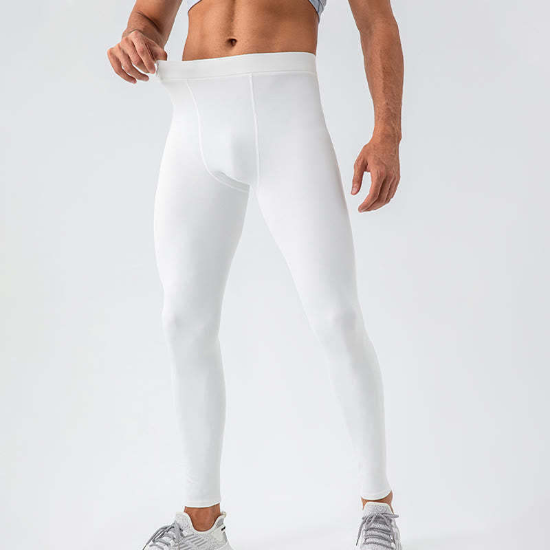 Plain High Waist Elastic Breathable Sports Men's Leggings Pants