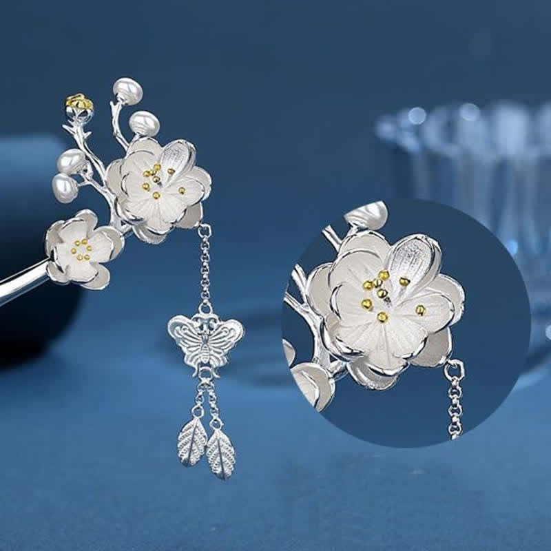 Plum Blossom Butterfly Love Freedom Tassel Hairpin