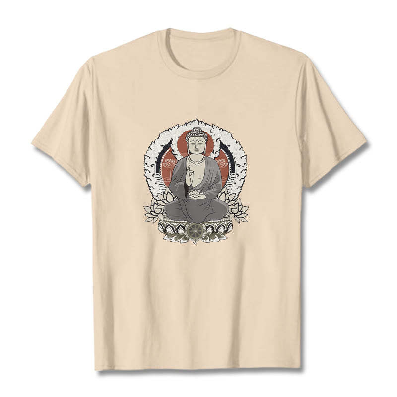 Meditating mystic zen Sitting With Lotus Pattern Tee T-shirt