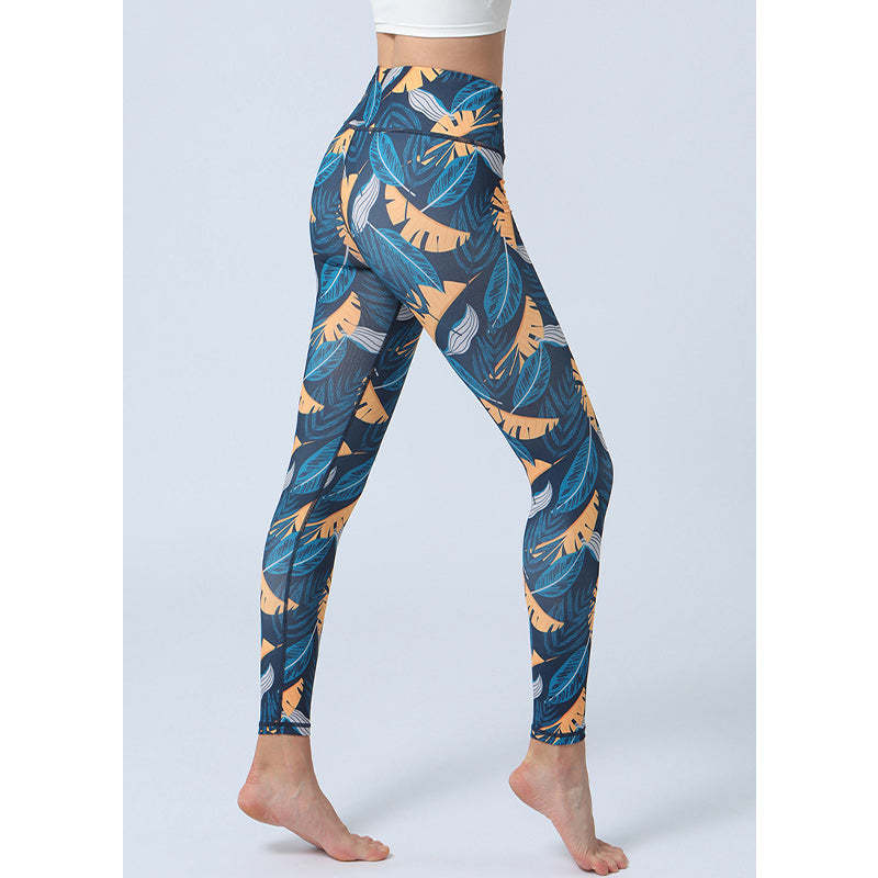 Leaves Print Pants Sports Fitness Yoga High Waist Leggings Women's Yoga Pants