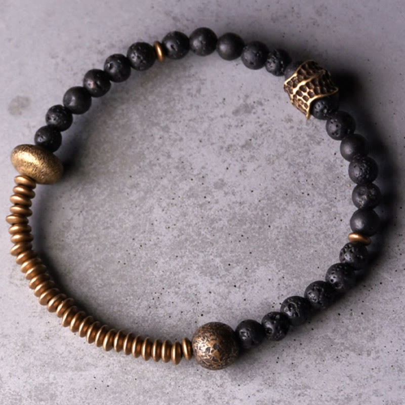 Support Healing Lava Rock Beads Copper Bracelet