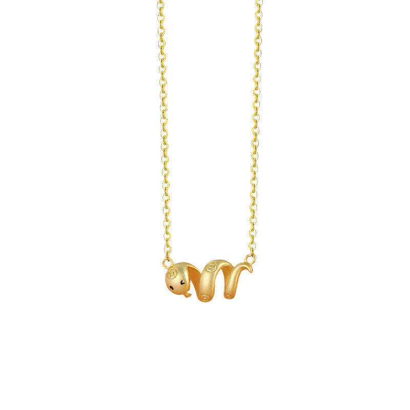 925 Sterling Silver Year Of The Snake Golden Snake Luck Prosperous Bracelet Necklace Pendant