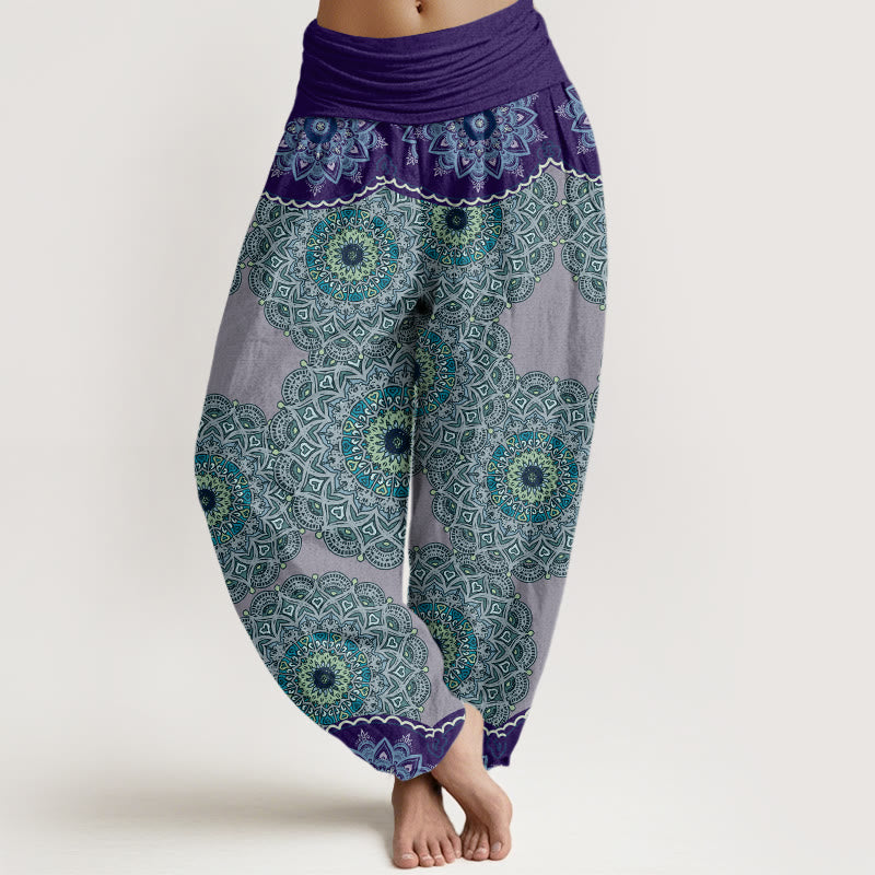 Casual Mandala Pattern Women's Elastic Waist Harem Pants
