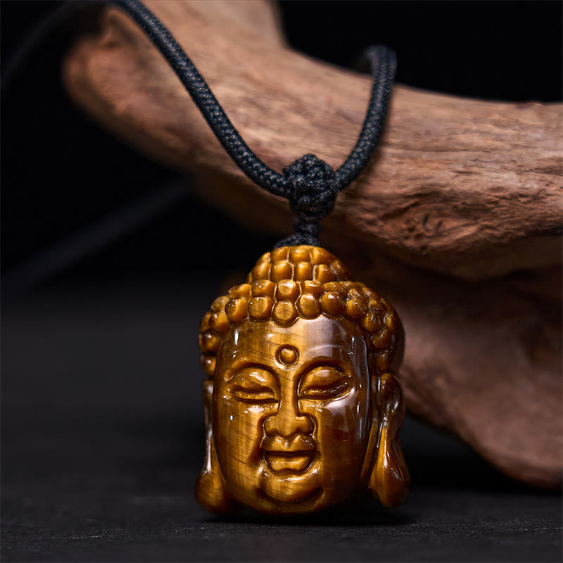 Tiger Eye String mystic zen Head Courage Necklace Pendant