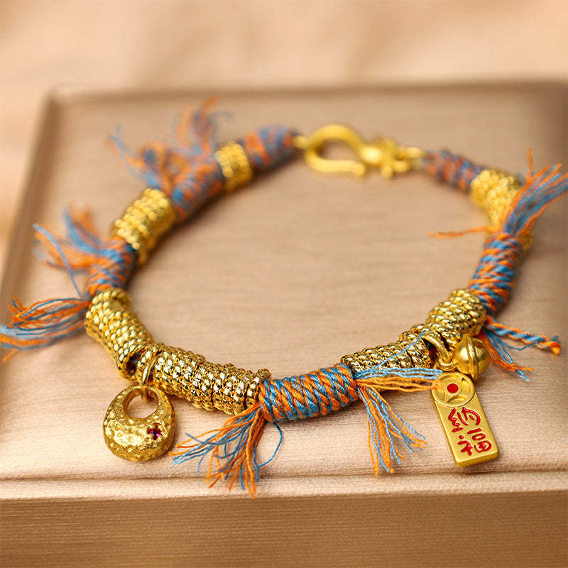Handmade Tibetan Lucky Fortune Multicolored Rope Braid Bracelet
