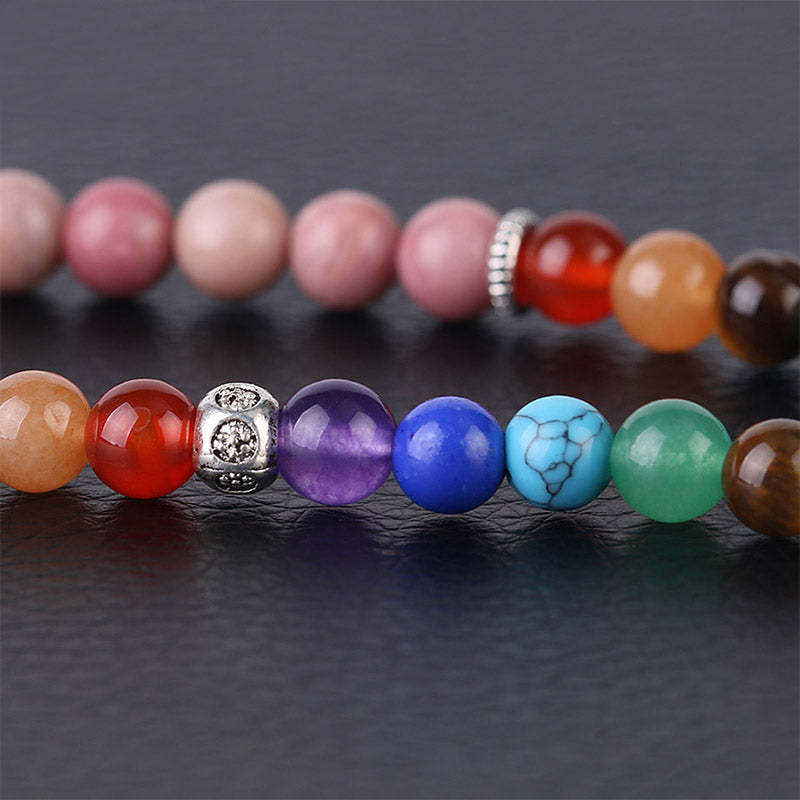 108 Mala Beads Rhodonite Blue Crystal Lazulite Healing Bracelet