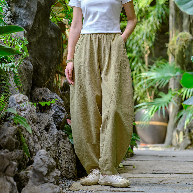 Solid Color Loose Yoga Harem Pants With Pockets