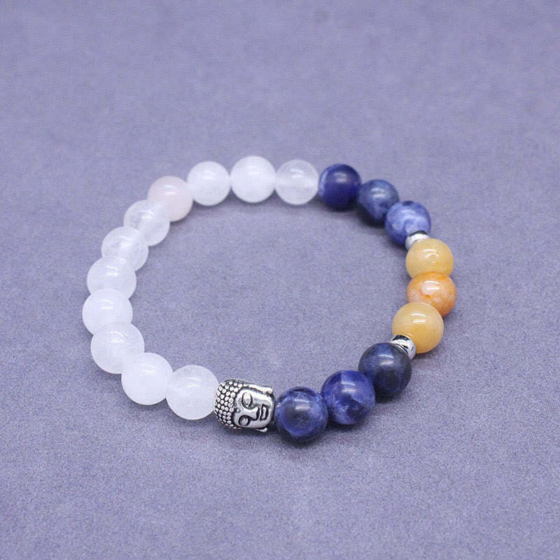 Natural Black Onyx White Stone Green Aventurine Tiger Eye Agate Mixed Color mystic zen Head Protection Bracelet