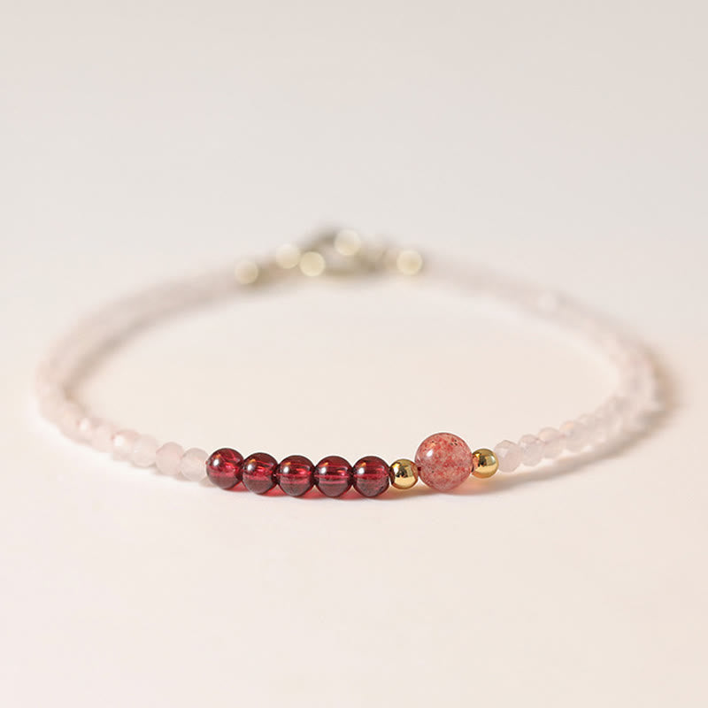 2mm Rose Quartz Garnet Strawberry Quartz Ultra-Thin Beads Healing Energy Bracelet