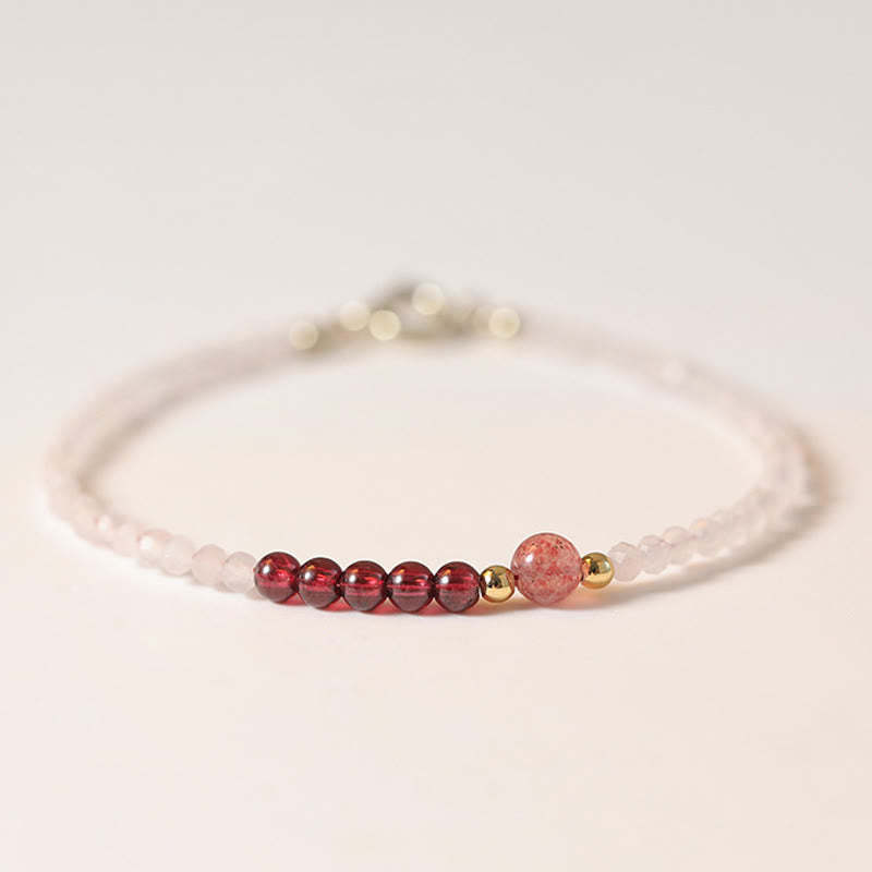 2mm Rose Quartz Garnet Strawberry Quartz Ultra-Thin Beads Healing Energy Bracelet