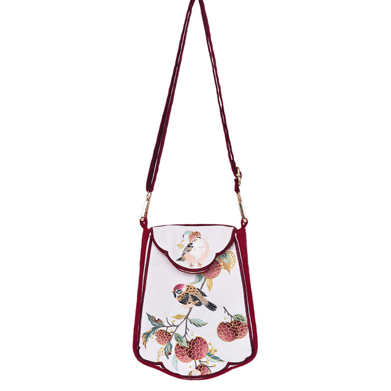 Magpie Lychee Embroidery Tassel Shoulder Bag Crossbody Bag