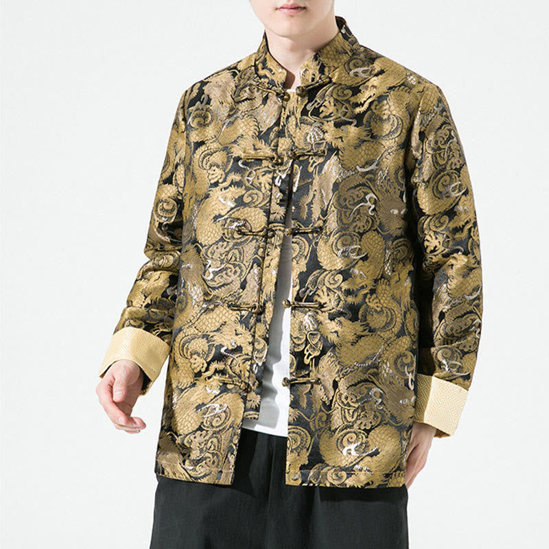 Chinese Dragon Frog-button Tang Suit Cotton Men's Jacket Shirt