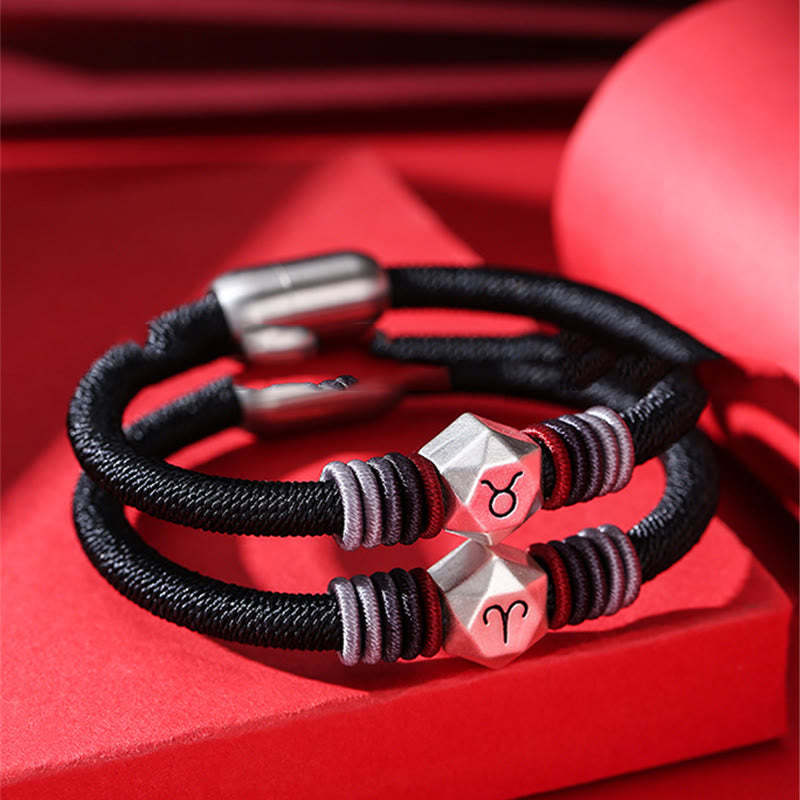 999 Sterling Silver 12 Constellations of the Zodiac Blessing Handmade String Bracelet