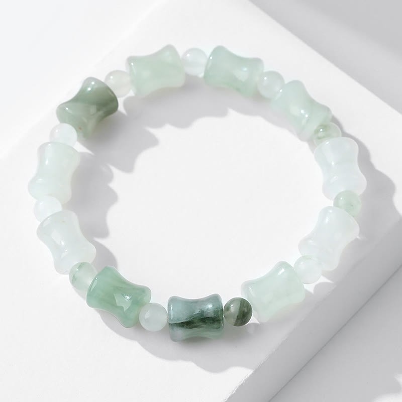 Jade Coconut Shell Bamboo Pattern Abundance Luck Bracelet