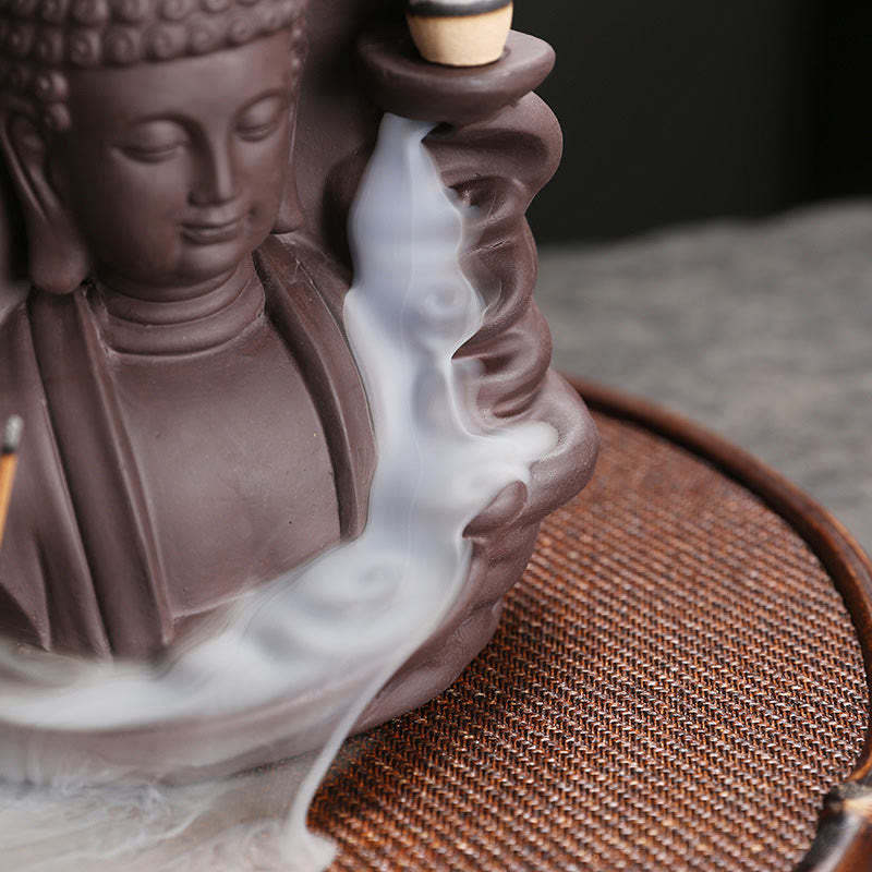 Tibetan Avalokitesvara mystic zen Lotus Healing Backflow Smoke Fountain Incense Burner