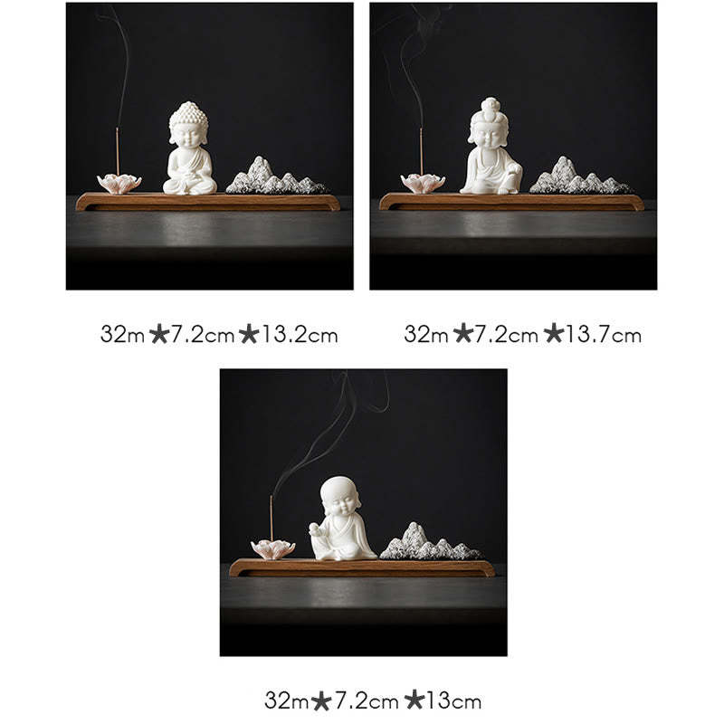 Lotus Flower Tathagata Kwan Yin Avalokitesvara Ksitigarbha Meditation Ceramic Stick Incense Burner Decoration