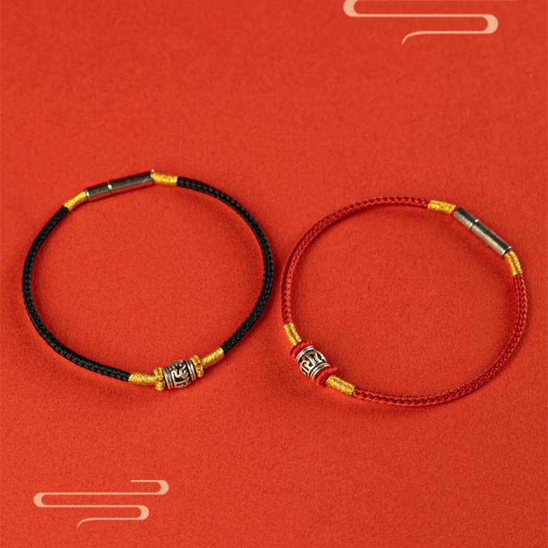 Red String Black String Six True Words 925 Sterling Silver Peace Bracelet