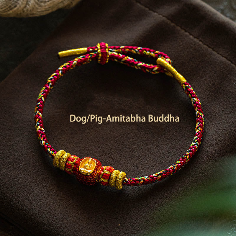 999 Gold Chinese Zodiac Natal mystic zen Year of the Snake Luck Handcrafted Rope Bracelet