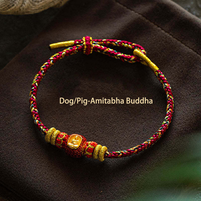 999 Gold Chinese Zodiac Natal mystic zen Year of the Snake Luck Handcrafted Rope Bracelet