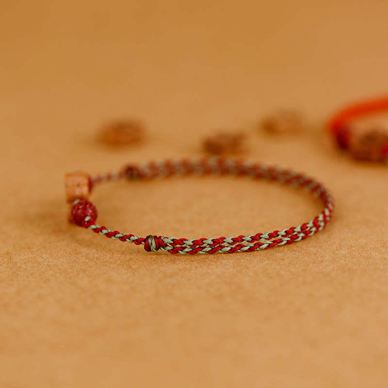 Peach Wood Small Peach Blossom Cinnabar Wealth String Bracelet Anklet