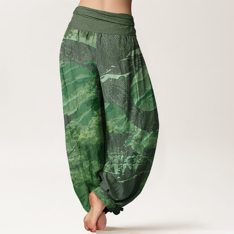 Dragon Forest Design Women's Elastic Waist Harem Pants