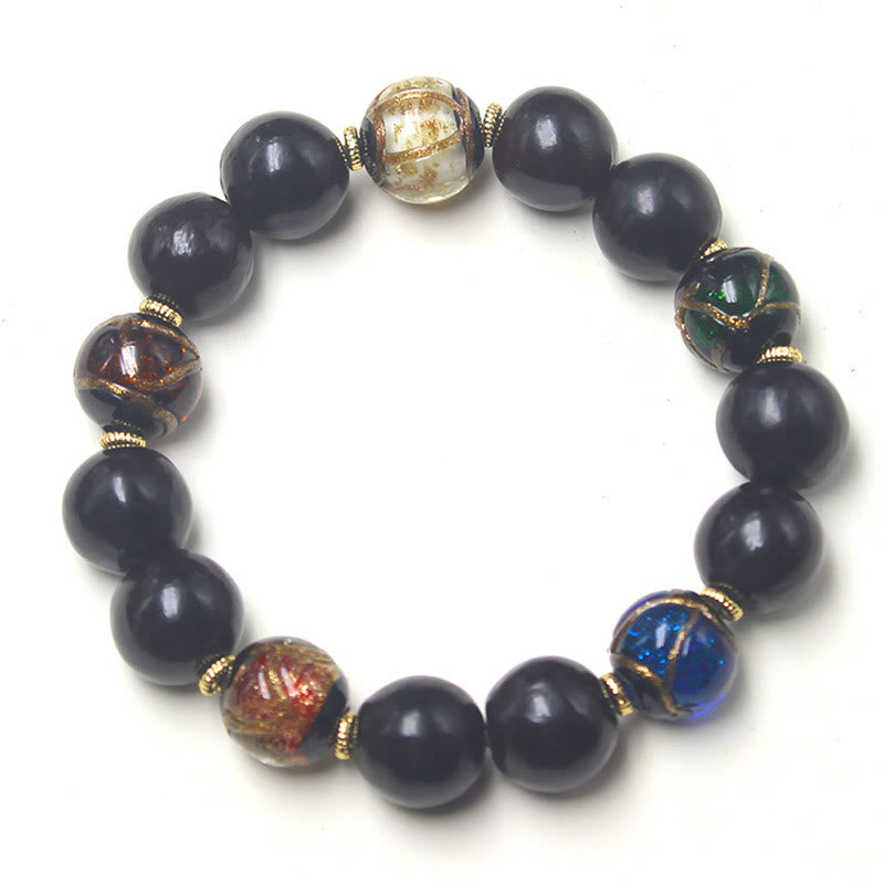 Western Soapberry Incense Ash Liuli Glass Bead Wealth Bracelet