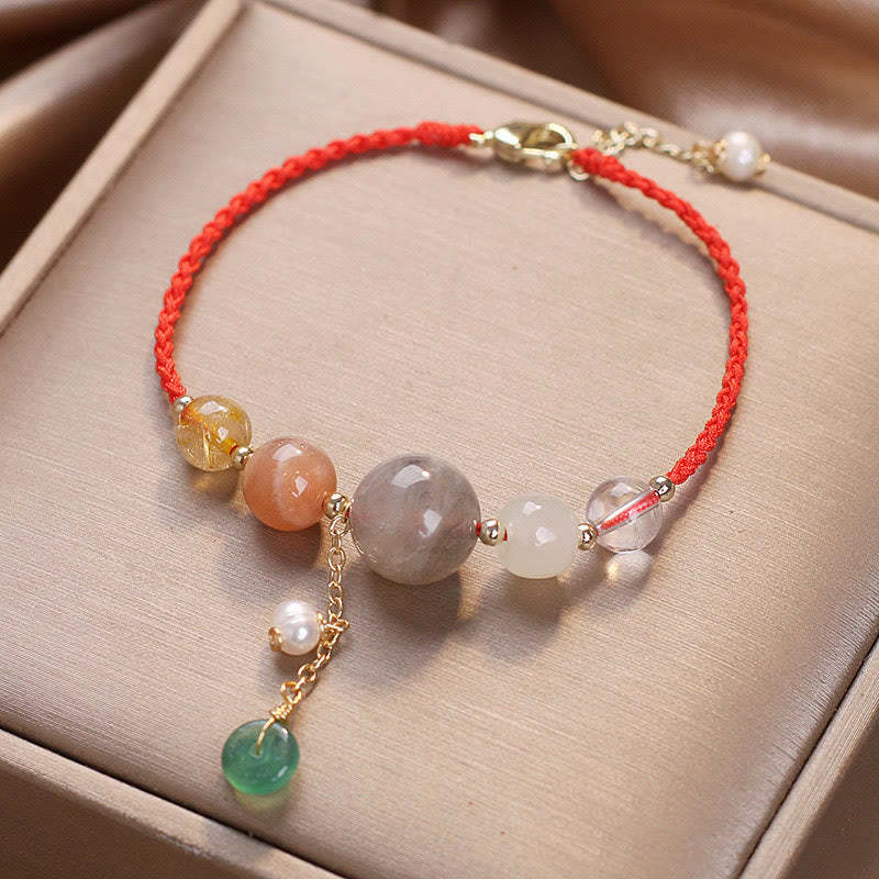 Moonstone Sunstone Beads Peace Buckle Charm Healing Bracelet