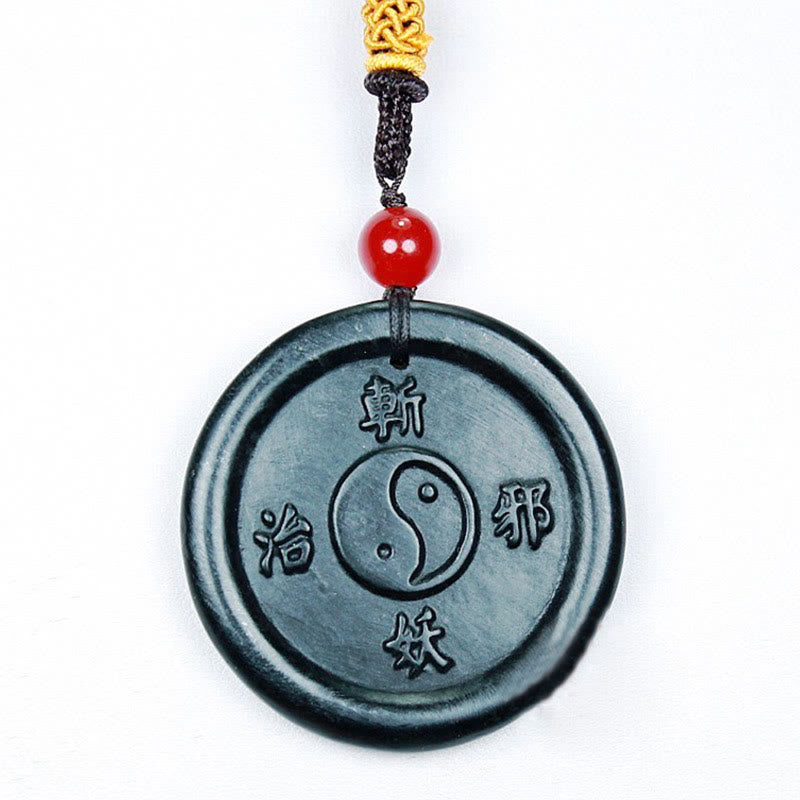 Natural Hetian Cyan Jade Yin Yang Luck Harmony Necklace Pendant