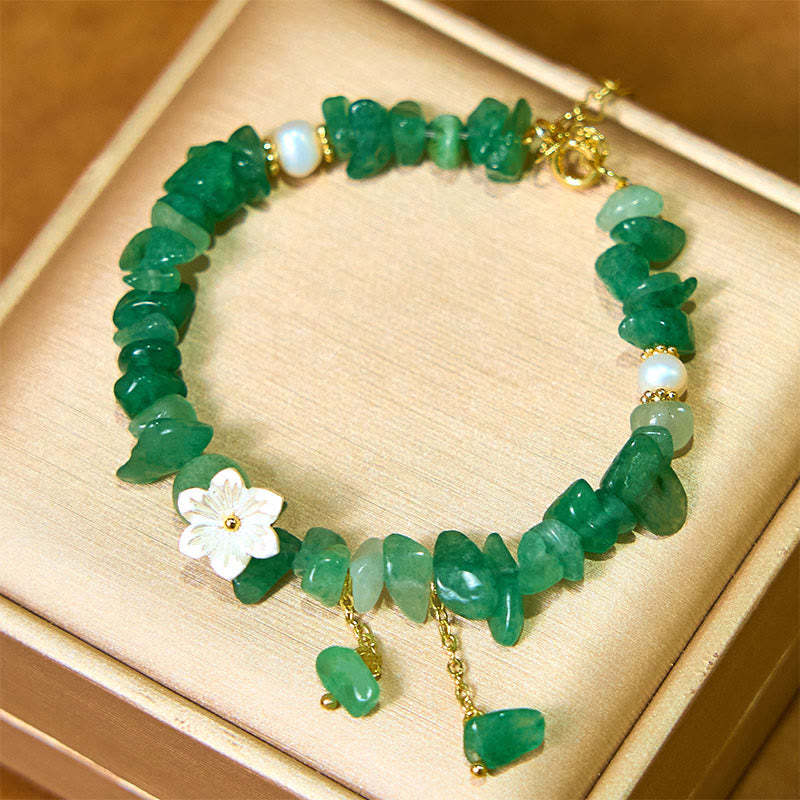 Soothing Love Natural Strawberry Quartz Green Strawberry Quartz Super Seven Crystal Flower Bracelet