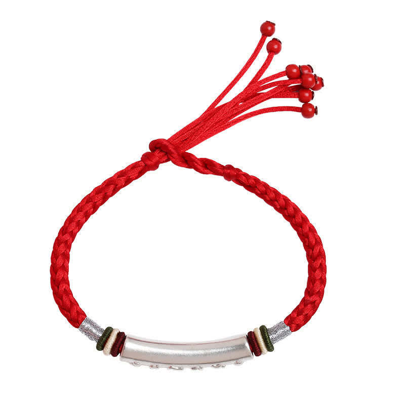 999 Sterling Silver Om Mani Padme Hum Protection Strength String Bracelet