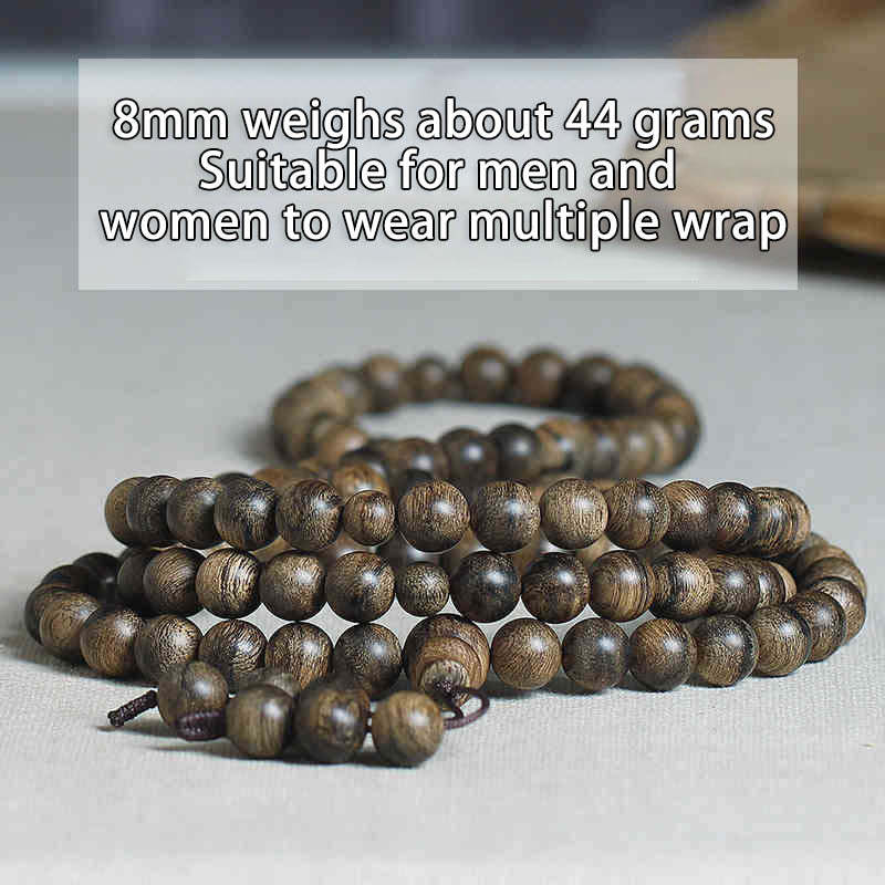 108 Mala Beads Natural Tarakan Agarwood Ward Off Evil Spirits Bracelet