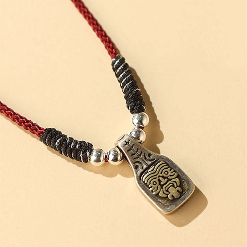 Tibetan 925 Sterling Silver Zakiram Goddess of Wealth Protection Rope Necklace Pendant