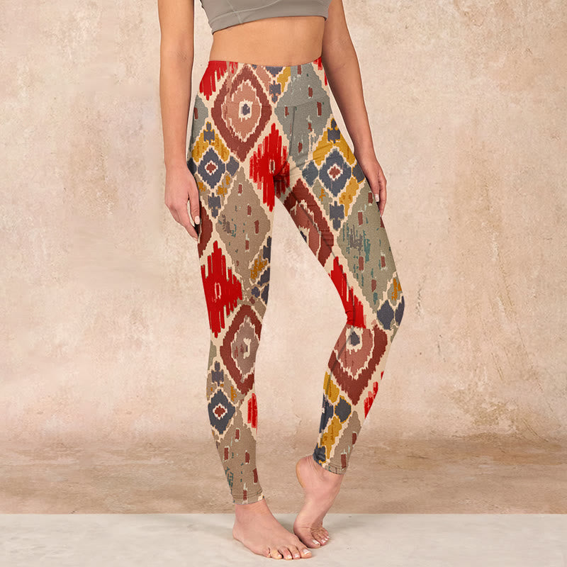 Plaid Printed Gym Leggings Women's Yoga Pants