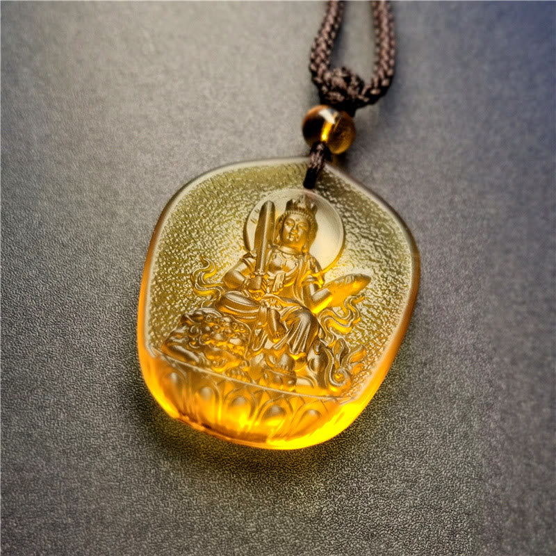 Chinese Zodiac Natal mystic zen Blessing Liuli Crystal Compassion Necklace Pendant